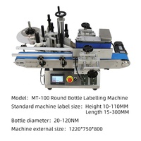Machine d'étiquetage automatique de table MT-100 personnalisée pour bouteilles rondes en plastique, verre, pots, confitures, boissons, sauces, crèmes