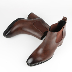 Black Genuine Leather Ankle <b>Boots</b> Shiny surface Pointed Toe Style Slip-On Anti-Slip Rubber Outsole Fashion wholesale - Product Image 6