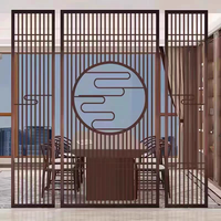 Paravent en fer forgé perforé, motif grille gravé, étanche, multifonctionnel, design Art Déco pour restaurant