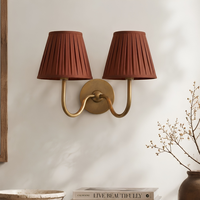 Applique murale Luvora en cuivre avec double abat-jour en tissu, style moderne classique, pour chambre à coucher, salon, décoration intérieure