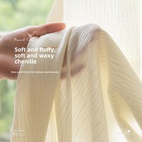 Voilages de chambre à coucher style français pour lucarne, en chenille, avec décoration intégrée, couleur thé au lait, isolants et translucides