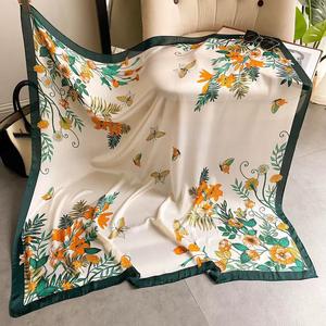 Écharpe en polyester de luxe de haute qualité, grande taille 110 cm, imprimée, <span class=keywords><strong>foulard</strong></span> <span class=keywords><strong>carré</strong></span> en soie, hijab, écharpes et châles tendance - Product Image 4