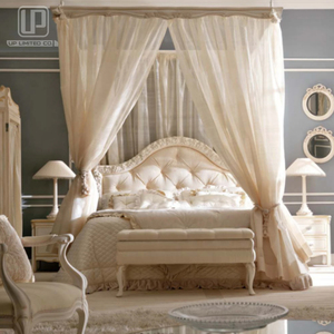 High End French Provincial Bedroom Furniture Beige <b>Bed</b> <b>Frame</b> Rectangle Princess <b>Bed</b> With Curve <b>Bed</b> Head UP-004 French Provincial - Product Image 1
