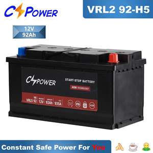 Batería AGM para coche de almacenamiento automotriz CSPower <span class=keywords><strong>12V</strong></span> <span class=keywords><strong>92ah</strong></span> para estándar CE con 5 años de vida de diseño 2 años de garantía VRL5 92-H8 - Product Image 2