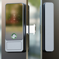 Serrure intelligente biométrique en alliage d'aluminium pour porte coulissante en verre sans cadre