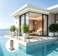 Supports de garde-corps modernes en acier inoxydable robuste pour clôture de piscine en verre sans cadre, résistants à la rouille