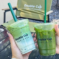 Gobelets à café transparents personnalisés en gros, jetables, 16oz 20oz, en plastique PET avec logo, couvercles et pailles pour Matcha