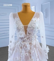 Robe de mariée Feishiluo sur mesure en ivoire, coupe A, col en V moderne, robe de mariée avec dentelle florale 3D, manches longues pour femmes, appliques