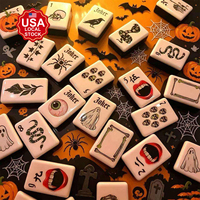 Perili Cadılar Bayramı Amerikan Mahjong Taşları Yılan Kafatası Hayalet Örümcek Vampir Kuzgun Göz Küresi İskelet Ürkütücü Karanlık Oyun Akrilik Seti
