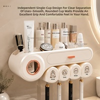 Support mural multifonctionnel créatif sans perçage pour brosses à dents avec rangement pour articles de toilette, distributeur de dentifrice et gobelet à bain de bouche