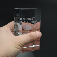 Trophée de golf en cristal K9 en gros, gravure laser 3D personnalisée, logo, bloc cube, récompense, cadeau sportif, souvenir