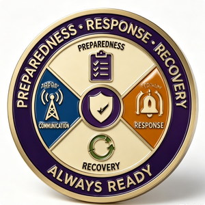 Preparedness Response Recovery Medal Gold Plated Zinc Alloy Hard Enamel Circular Business Gift Always Ready - Product Image 6