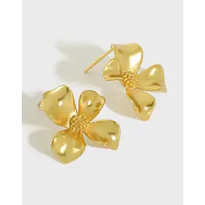 Flower Stud 925 sterling silver korea Wholesale Fashion Earrings 18k Gold Plated Earring Flower Earrings For Women