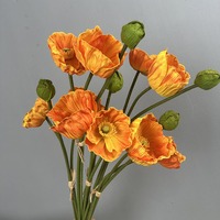 Fleur artificielle réaliste 3 têtes EVA coquelicot décoration de la maison fleurs de qualité