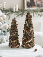JIAXUN 2026 Nouveaux Ornements de Noël en Bois pour Bureau, Petits Sapins de Noël en Gros de l'Usine du Zhejiang en Chine pour Ambiance Café et Bar