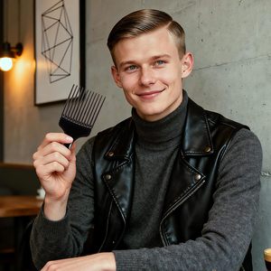 Custom Logo Plastic Afro <b>Comb</b> Black Men Styling Fork <b>Comb</b> Anti Static Hair Pick <b>Comb</b> - Product Image 2