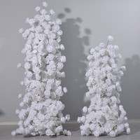 Ensemble floral de mariage vert sauge et rose poudré, pilier de fleurs symétrique de 200 cm avec boule de fleurs centrale assortie, décoration de luxe