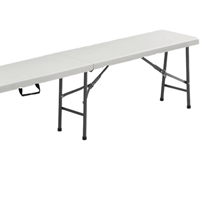 Prix de gros promotionnel rectangulaire 6FT pliant en deux plastique réglable blanc Camping industriel Table de banc de stockage