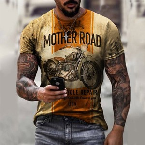 Evertop OEM/ODM Custom logo Men's Hip Hop <strong>Motorbike</strong> Digital Knitted Printed Short Sleeve Sublimation T-Shirt - Product Image 2