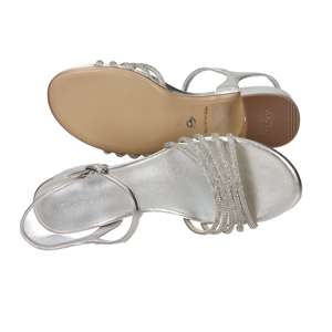 Tamaris Women's Heeled Sandal <b>Silver</b> 4 Cm <b>Heel</b> Size 40 Strappy Design - Product Image 6