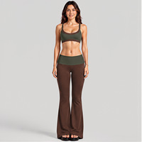 Ensemble de sport 2 pièces pour femme : Soutien-gorge de sport et pantalon évasé à taille repliable, idéal pour le fitness, le yoga et l'entraînement en salle de sport - Ropa De Mujer