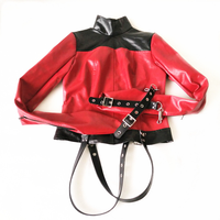 BDSM prisonnier veste droite en cuir tenue de retenue sexe corps camisole de force avec couvre-chef Bondage Gear pour Couple amoureux