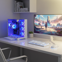 Boîtiers d'ordinateur de bureau en verre trempé Pcooling OEM, boîtiers PC, tours de PC, armoires PC avec bande lumineuse RVB, boîtier PC Mini ATX