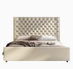 Lit King Size à cadre durable et confortable de style moderne Mobilier de chambre à coucher d'appartement d'hôtel - Product Image 1