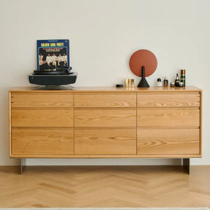 Credenza Moderna a Nove Cassetti Fatta a Mano, Ecologica, in Legno Massello, Stile Nordico, Salvaspazio per Camera da Letto e Soggiorno - Product Image 1