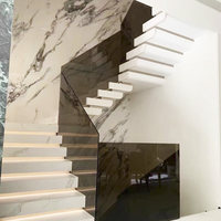 Escalier moderne et simple pour villa duplex, avec poutre droite en bois et FRP, pour intérieur résidentiel, personnalisable