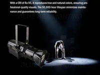 Impermeable IP Zoom Blanco/RGBW LED Leko Perfil Luz Alto Brillo 300W Carácter Primer plano/Luz de fondo y sombra