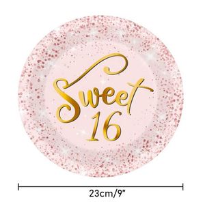Platos de Papel para Aperitivos de Primera Calidad, Maravillosos, de 16 Pulgadas, con Diseño de Rosas Doradas, Temática Dulce de Cumpleaños, Estilo Moderno, Coloridos, de 7 Pulgadas - Product Image 2