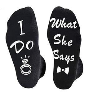 Couple Funny <strong>Socks</strong> Cotton Ring <strong>Bride</strong> and Groom Engagement Wedding Gift Mid-tube <strong>Socks</strong> Crew Grip <strong>Socks</strong> - Product Image 2