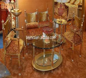 Sofá rojo y dorado Suite Salon, estilo italiano, mueble de salón - Product Image 1
