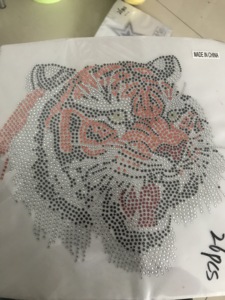 Tigre Rhinestone transferencia hierro en calor cristal diseño motivo para camiseta - Product Image 6