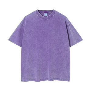 T-shirt 260 GSM in cotone 100% di alta qualità da uomo a spalla oversize a ritiro Zero stile Acid Washed in stile Vintage - Product Image 2