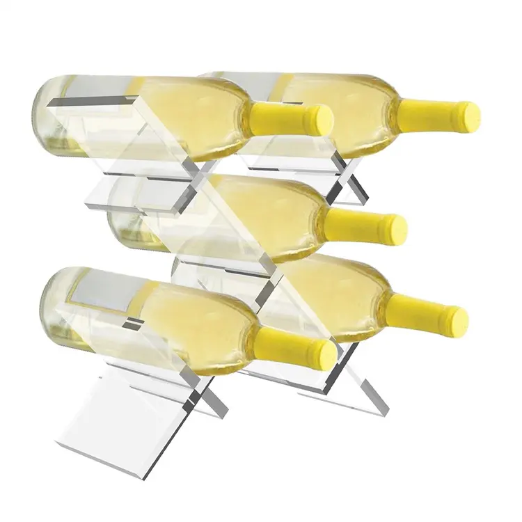 Support de bouteille de vin de table en acrylique carré transparent moderne de 5 7 bouteilles pour les armoires de bar de cuisine à la maison