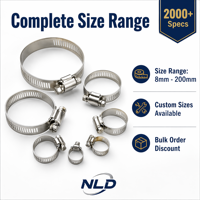 Colliers de serrage en acier inoxydable 304 NLD Fastener, 1/2 pouce, à vis sans fin, pour tuyaux métalliques