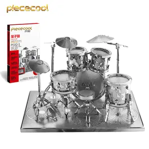 Piececool 홈 장식 락 9 조각 금속 드럼 세트 악기 수제 3d 금속 퍼즐 모델 생일/크리스마스 선물