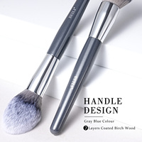 Ensemble de pinceaux de maquillage quotidiens, 15 pièces, manche en bois gris bleu, poils en nylon doux, pinceaux pour poudre, fond de teint, fard à paupières