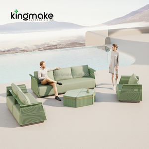 Foshan Factory Ensemble de mobilier d'extérieur Villa verte résistante aux intempéries Ensemble de canapés de jardin en aluminium de 4 pièces - Product Image 5