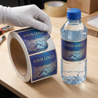 Étiquette autocollante imperméable personnalisée en BOPP métallisé pour emballage de bouteilles de boissons, jus, eau minérale et verre