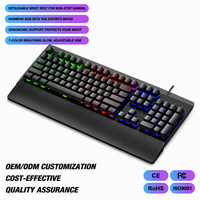 Clavier de jeu mécanique filaire 104 touches, taille standard, rétroéclairage RGB, panneau métallique, programmable, anti-ghosting, repose-poignets pour PC de bureau