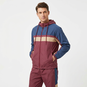 Veste coupe-vent unisexe 2-en-1 à capuche, couleur unie, blocs de couleur, poche dissimulée, manches longues, épaisse, 100 % nylon, sportive, été - Product Image 1
