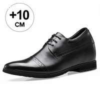 Chaussures Derby Formelles en Cuir pour Hommes, Rehaussantes de 10 cm, Talon Caché, Style Classique, Personnalisables avec Logo, Idéales pour Mariage