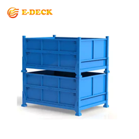 Conteneurs pliables en acier de stockage en métal de grand stockage pliable avec des étriers de fourchette