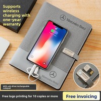 Bloc-notes A5 à feuilles mobiles avec chargeur sans fil, clé USB et batterie externe, 100 feuilles, logo personnalisé, cadeau portable