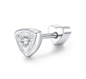 Minimalism S925 Sterling <b>Silver</b> Sparkling Triangle Cut Moissanite Ear <b>Studs</b> Heart Screw <b>Stud</b> Earrings for Women Fine Jewelry - Product Image 1