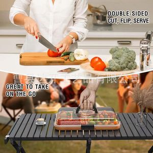 Bandeja de madera para delicatessen con tapa transparente, tabla de quesos con múltiples compartimentos para fiestas y uso en escritorio. - Product Image 2