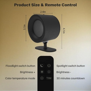 Foco LED para interiores, fuente de <span class=keywords><strong>luz</strong></span> recargable de doble cara, foco de arte inalámbrico, <span class=keywords><strong>temporizador</strong></span>, remoto, lámpara de pared magnética de 360 ° - Product Image 5